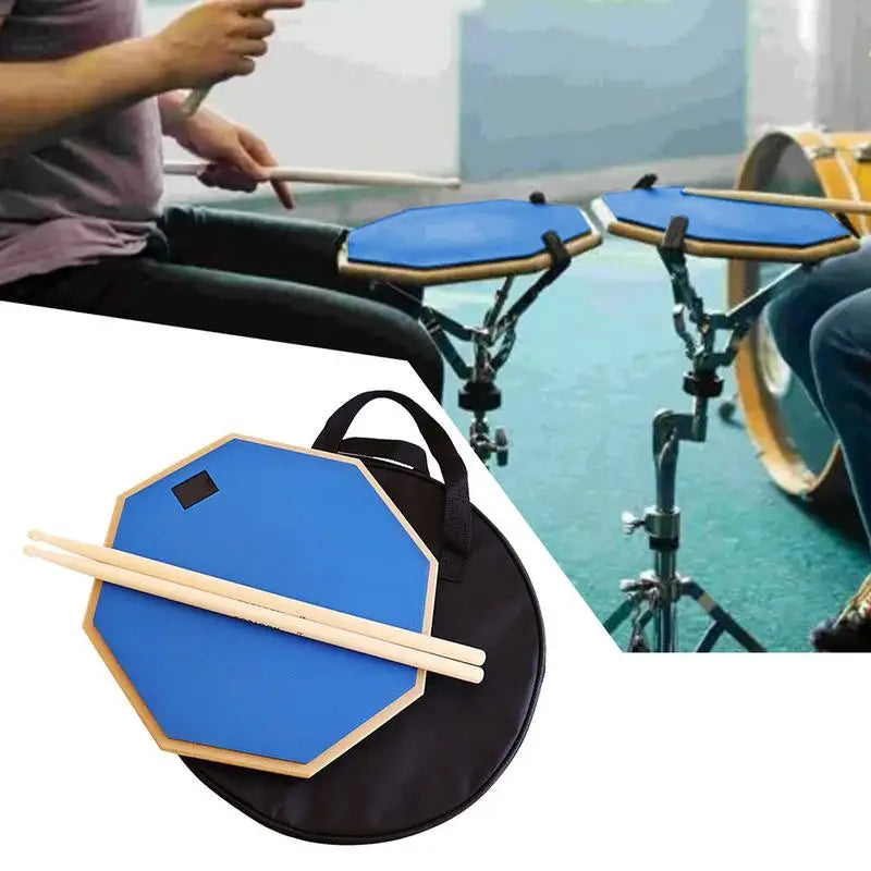 Practice Drum Pad 3 Pieces Portable Drum Bag Set Shock-Absorbing Drumming Pad Lightweight Drum Sticks Storage Silent Drum Pad