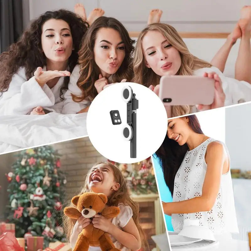 6 In 1 Selfie Stick Tripod With 2 Lights - 67 Inch Height - Wireless Remote Phone Tripod Stick