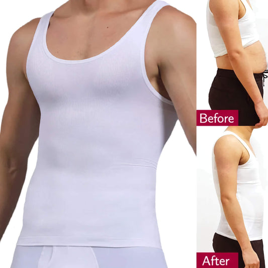 Mens Body Shaper Waist Cincher Tank Top Slimming Compression Shirts