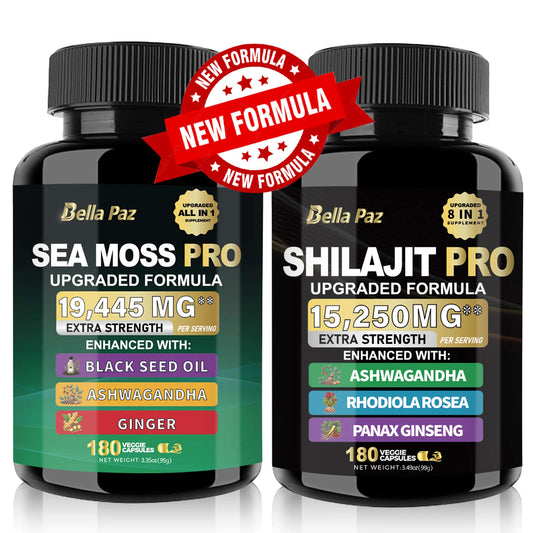 Ultimate Vitality Bundle: Upgraded Formula-Sea Moss, Shilajit,Black Seed Oil, Ashwagandha,Ginger, Rhodiola,Ginseng-180 Count